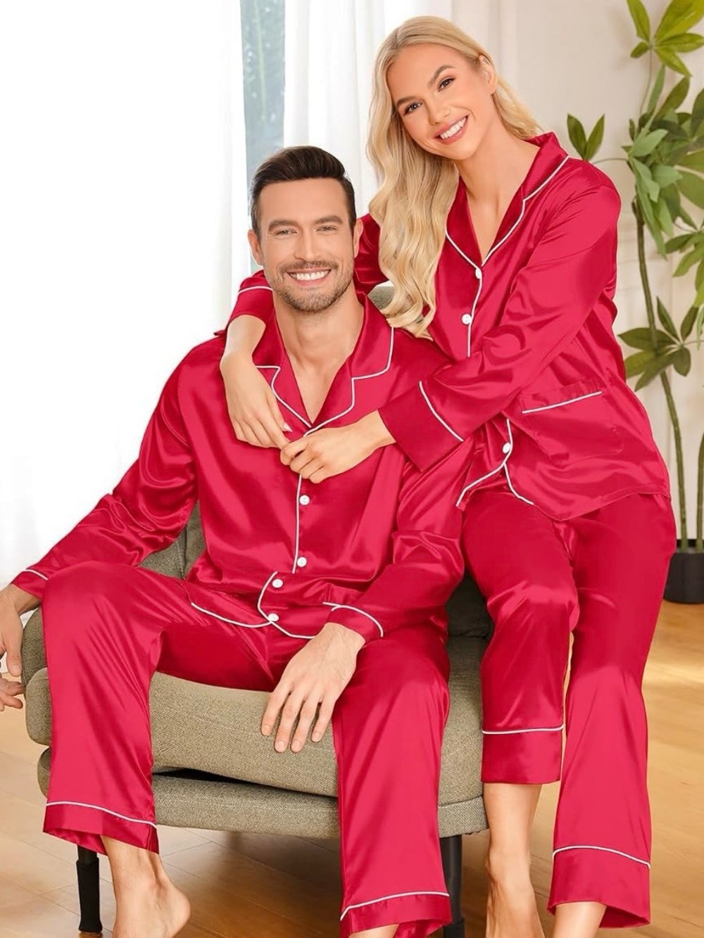 Red Satin Pajama Set | Adult Small | New with Tags